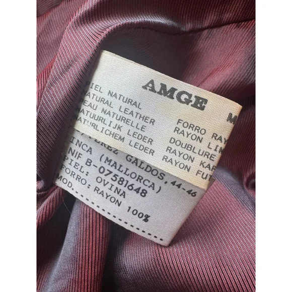 Vintage AMGE Red Leather Knit Bomber Jacket XL Made in Spain